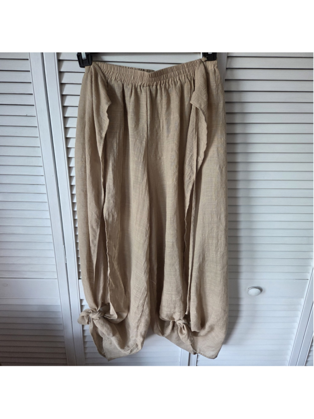 Women's tabulah Beige Wide Leg Open Tie Pants Size S